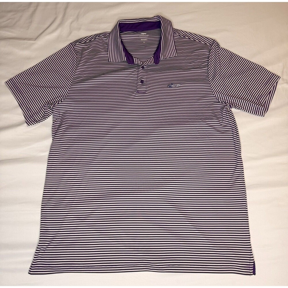Greg Norman Attack Life XL Polo | Purple & White Striped | Golf Play Dry